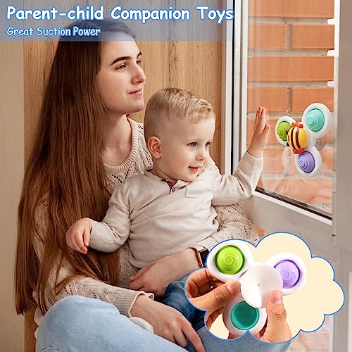 Toddler Bath Spinner Toys – Sensory Suction Cup Spinners for Windows, High Chairs & Bathtubs