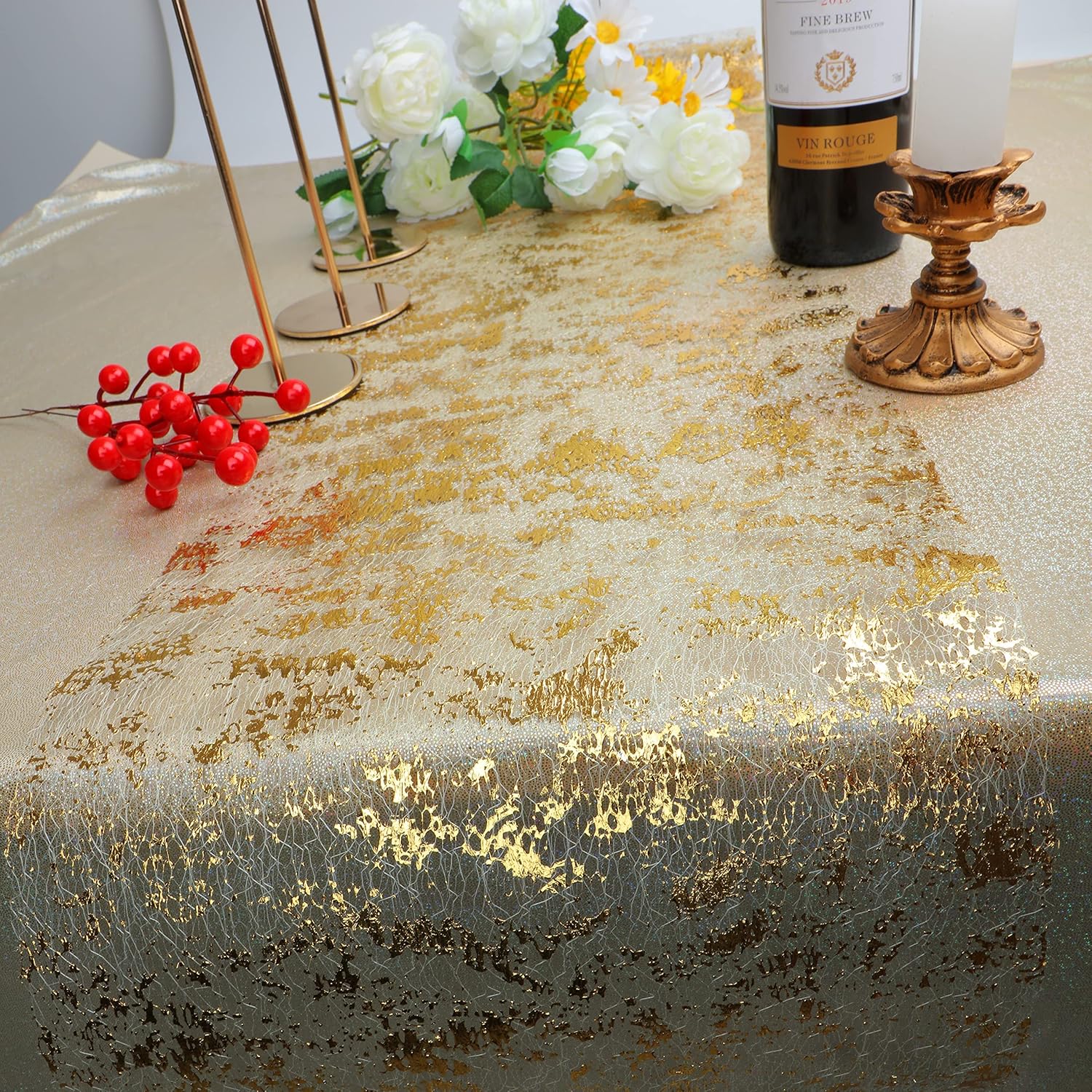 Gold Sequin Table Runner Set – Metallic Foil Mesh Decoration, 11