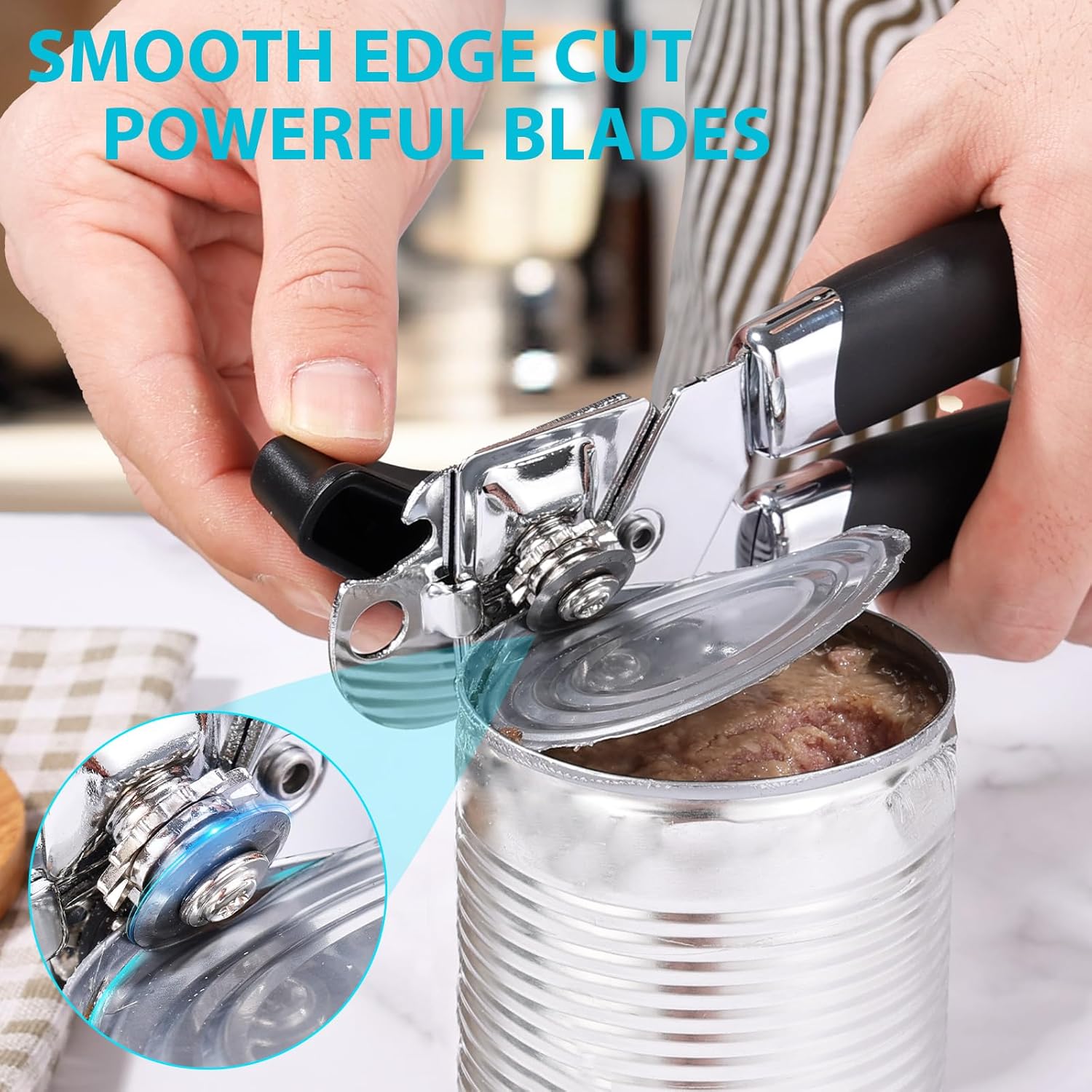 Multifunction Can Opener – Heavy Duty Handheld Tin Opener with Built-In Bottle Opener