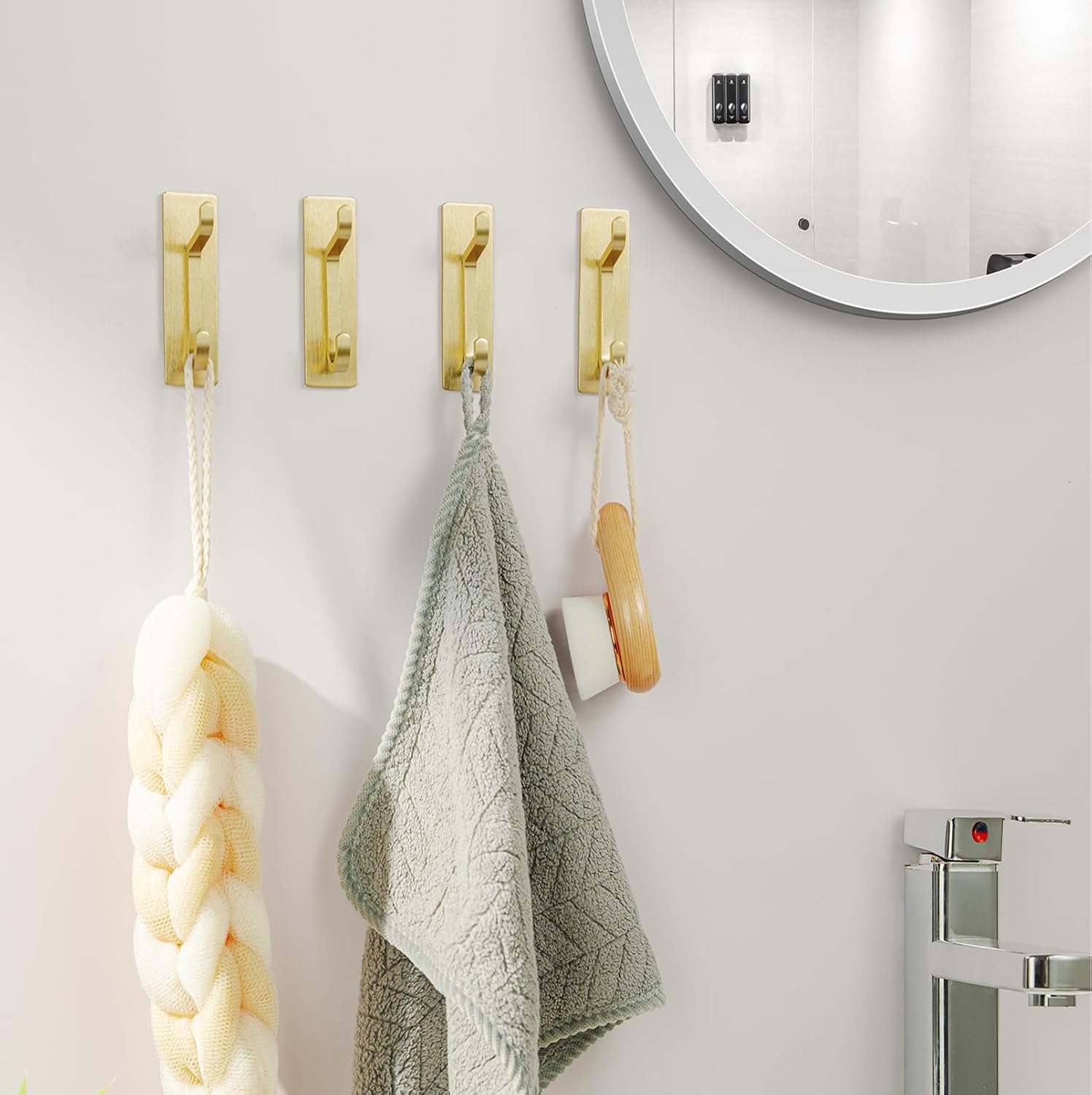 Peel and Stick Hanging Hooks – Heavy Duty 6KG Wall Hooks for Hats, Bags, Towels & Coats (4 Pack)