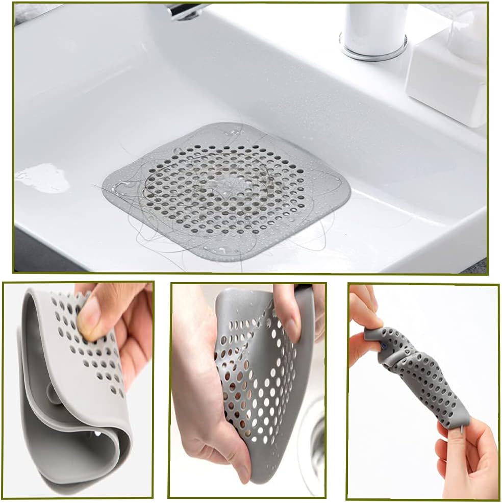 Silicone Drain Protector & Hair Catcher, Sink and Shower Strainer Covers with Suction Cups