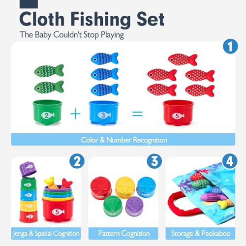 Montessori 10-in-1 Fabric Fishing Game – Sensory Learning Toy for 1–3 Year old