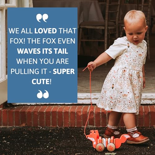 Wooden Pull Along Toy Felix the Fox – Sustainable Toddler Walking Toy (18 Months+)