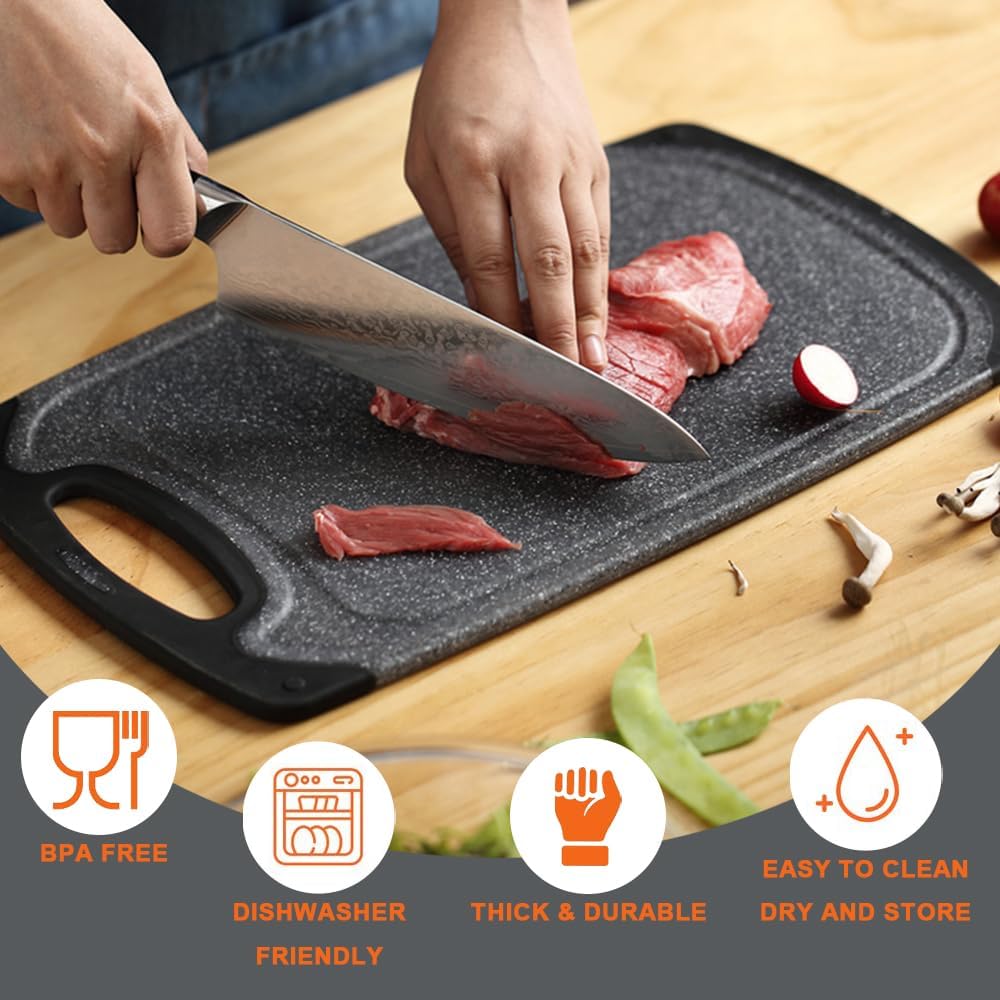 3-Piece Black Cutting Board Set – Dishwasher Safe Chopping Boards for Kitchen Food Prep