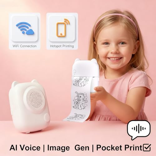 AI Mini Sticker Printer – Bluetooth Thermal Phone Printer with Voice-to-Image Generation (3 Rolls)