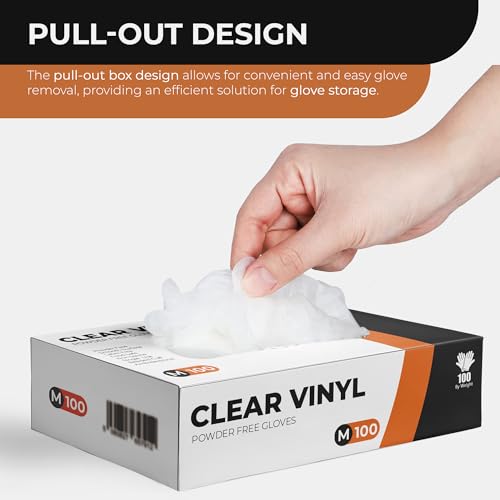 Clear Disposable Vinyl Gloves – Latex-Free Multipurpose Gloves, Pack of 100