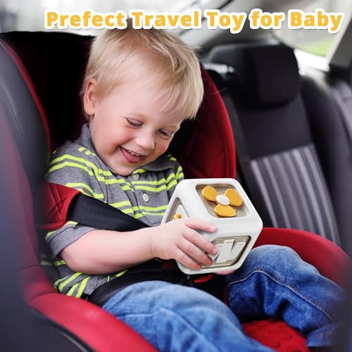 Sensory Activity Cube for Toddlers 6-in-1 Travel Toy for Fine Motor Skill Development