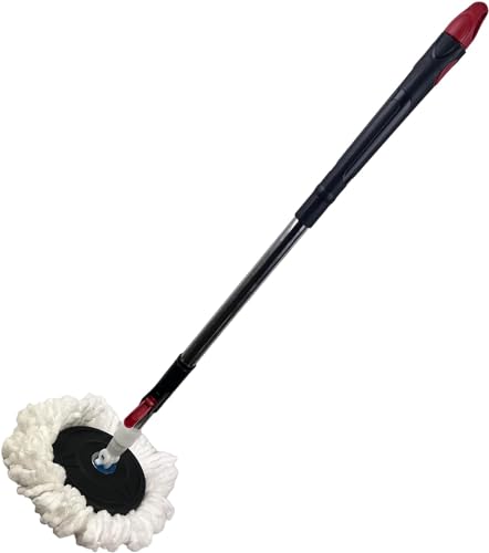 Microfibre Spin Mop and Bucket – Adjustable Handle Floor Cleaning Set with Spin Dry System