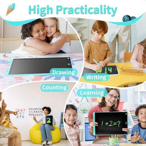 2 Pack 12-Inch LCD Drawing Tablets – Colorful Erasable Writing Boards for Kids, Blue & Pink