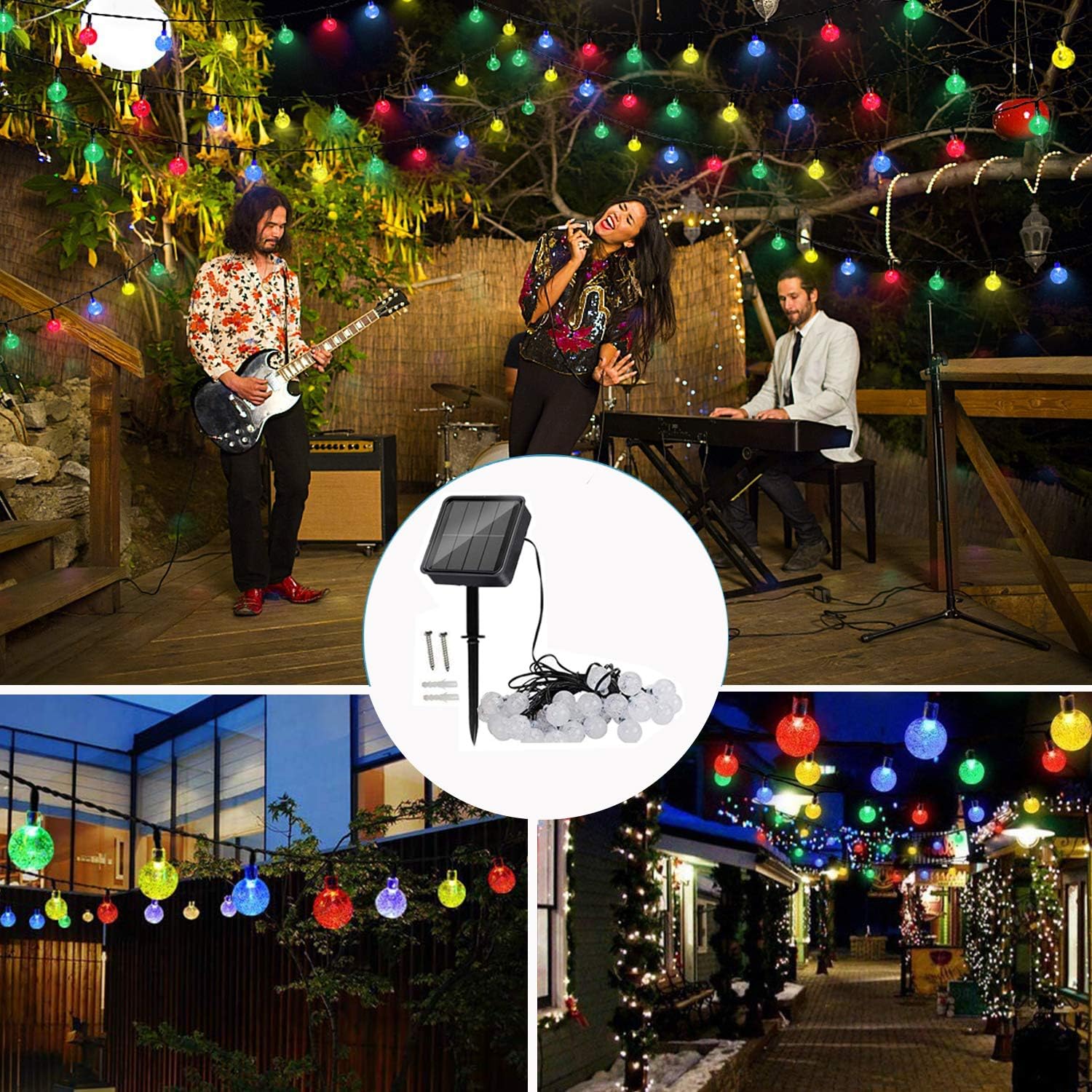Solar Fairy Lights Outdoor Waterproof – 50 LED Multi-Colored Garden String Lights