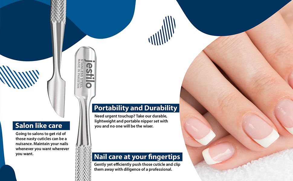 Cuticle Pusher & UV Gel Nail Polish Remover Tool Set – Pack of 2 Stainless Steel Nail Art Tools