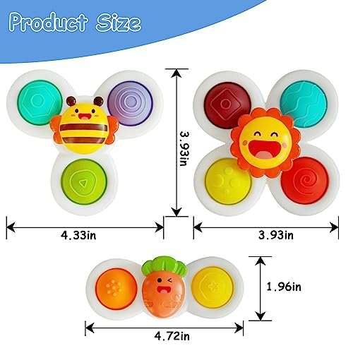 Toddler Bath Spinner Toys – Sensory Suction Cup Spinners for Windows, High Chairs & Bathtubs