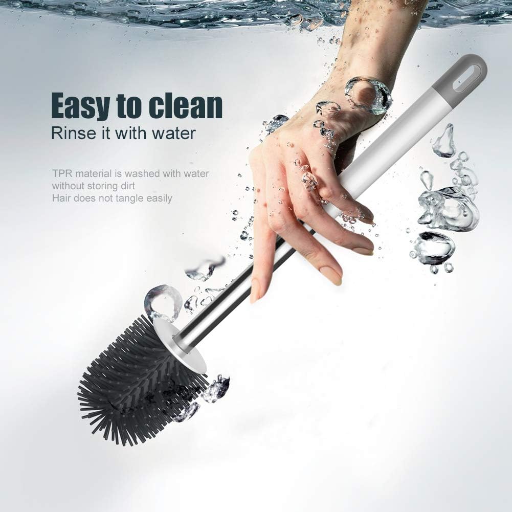 Silicone Toilet Brush & Holder Set – Deep Cleaning Toilet Brush with Quick-Dry Ventilated Holder