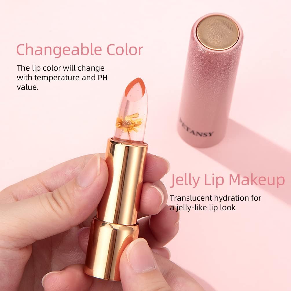 Crystal Jelly Flower Lipstick Set – 3 Pack Temperature-Changing Moisturizing Lip Balm