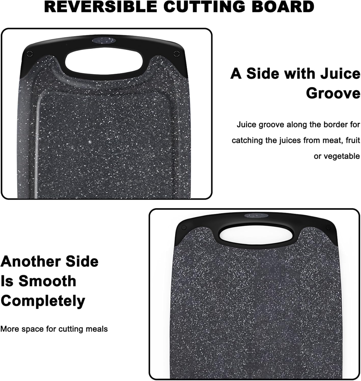 3-Piece Black Cutting Board Set – Dishwasher Safe Chopping Boards for Kitchen Food Prep