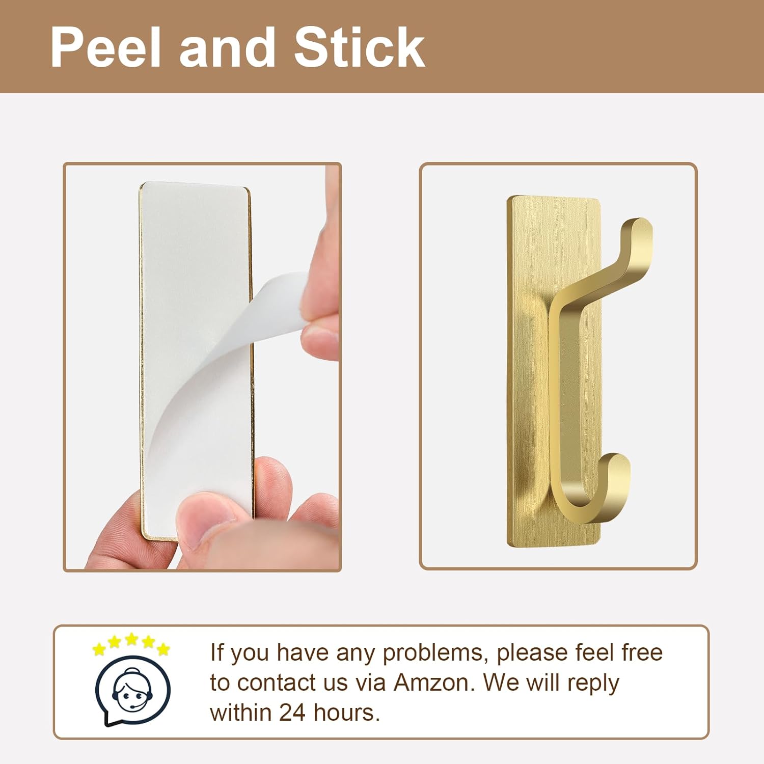 Peel and Stick Hanging Hooks – Heavy Duty 6KG Wall Hooks for Hats, Bags, Towels & Coats (4 Pack)