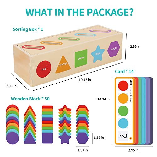 Montessori Color Sorting & Stacking Toy – Wooden Shape Matching Learning Set for Toddlers 1–3 Years
