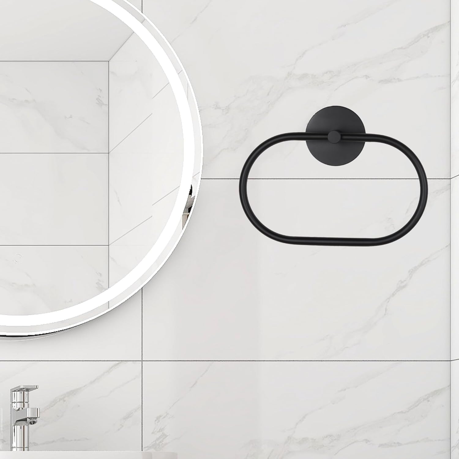 Stainless Steel Towel Holder – Self Stick Wall Mounted Towel Ring for Bath & Kitchen Use