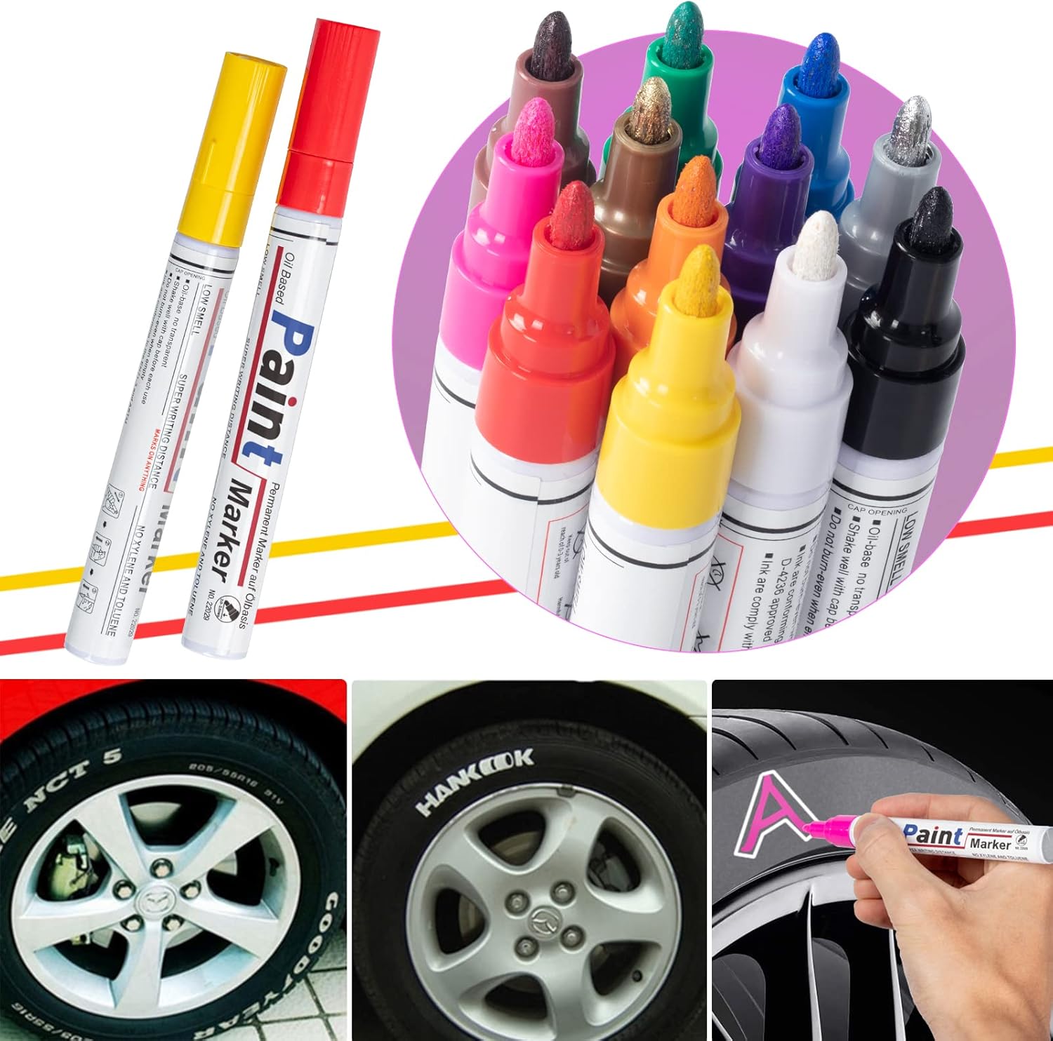 Oil-Based Waterproof Paint Pens Set – 12 Permanent Quick-Dry Paint Markers for Crafts & DIY