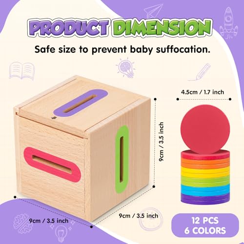 Wooden Montessori Color Sorting Toy – Early Development Stacking & Sensory Activity for Toddlers 1–3 Years