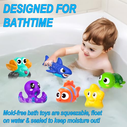 No Hole Mould Free Baby Bath Toys – Ocean Animal Set for Toddlers (6 Months–4 Years)