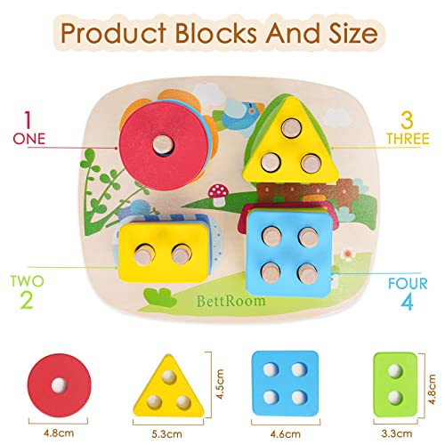 Montessori Wooden Stacking Shape Sorter – Toddler Learning Toy for 1–3 Year Olds