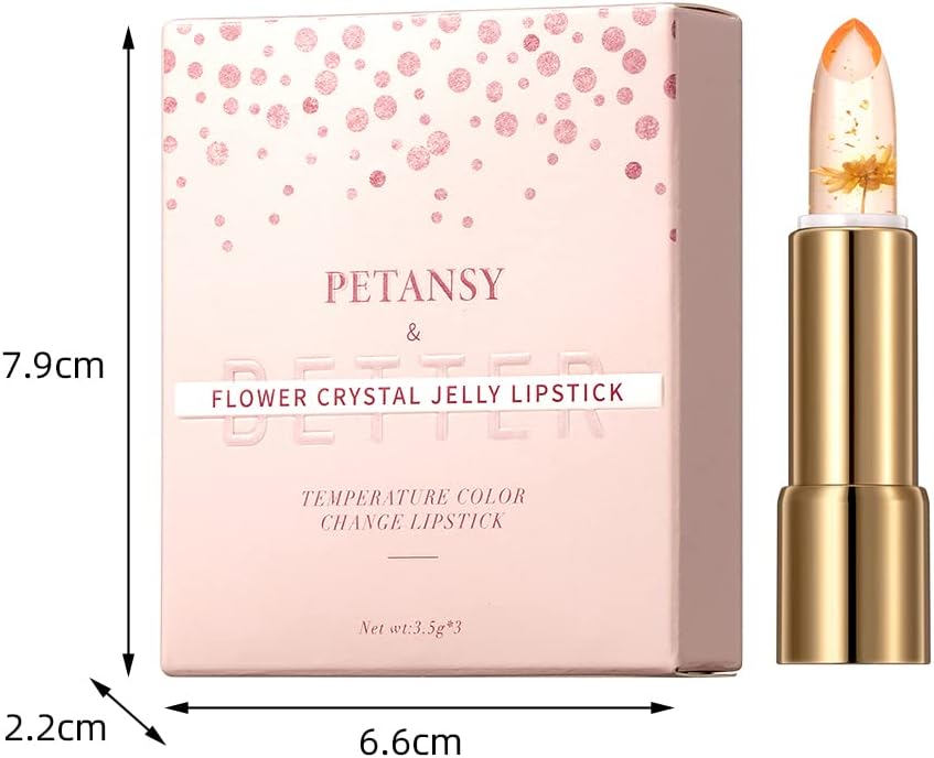 Crystal Jelly Flower Lipstick Set – 3 Pack Temperature-Changing Moisturizing Lip Balm