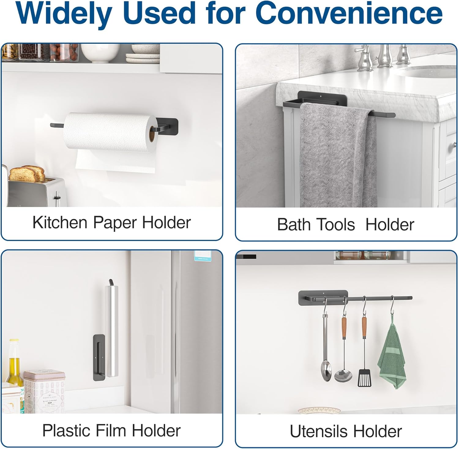 Under Cabinet Paper Towel Holder – Aluminum Alloy, Self-Adhesive or Drilled Mount
