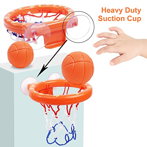 Baby Bath Toys – Bath Basketball Hoop; 5 Balls Set with Strong Suction Cup (3 onwards)
