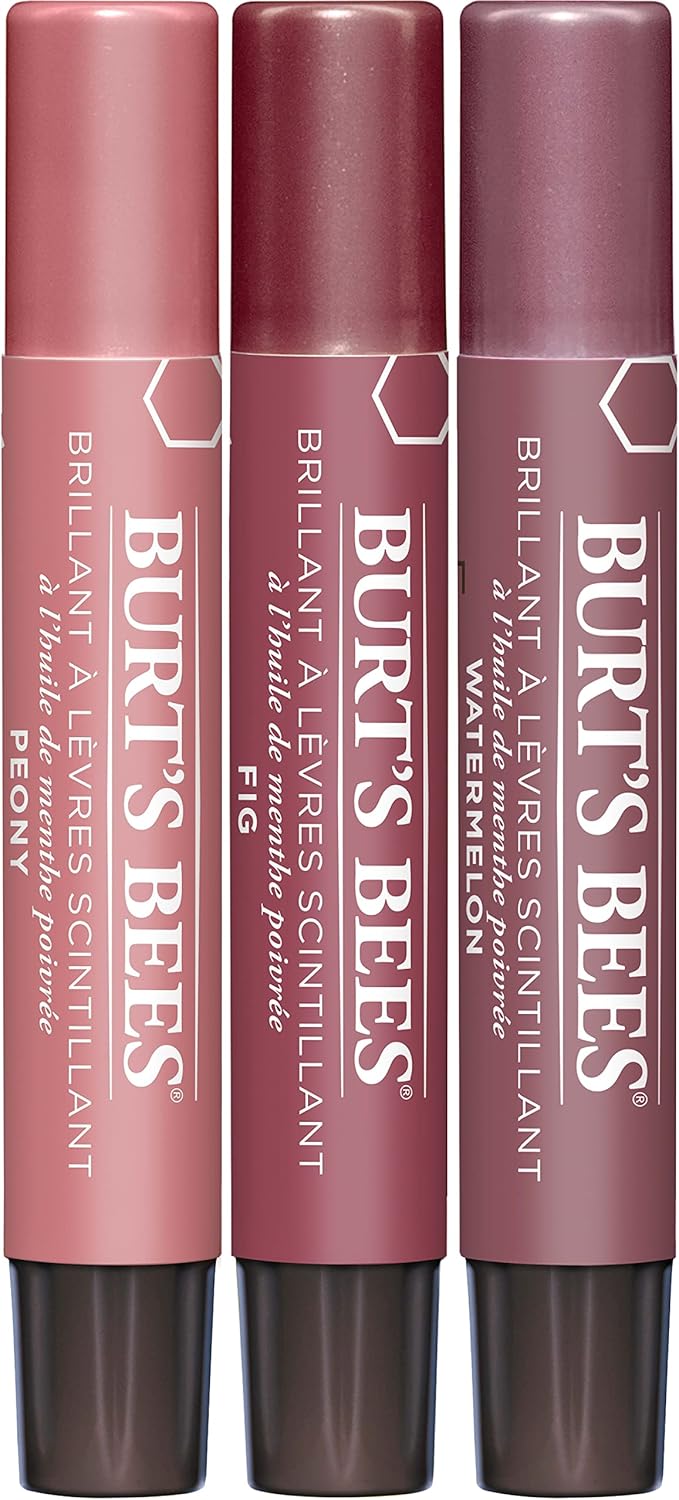 Lip Color Gift Set – 3 Lip Shimmers in Peony, Watermelon & Fig Shades (Petal Kisses)