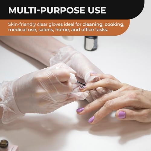 Clear Disposable Vinyl Gloves – Latex-Free Multipurpose Gloves, Pack of 100