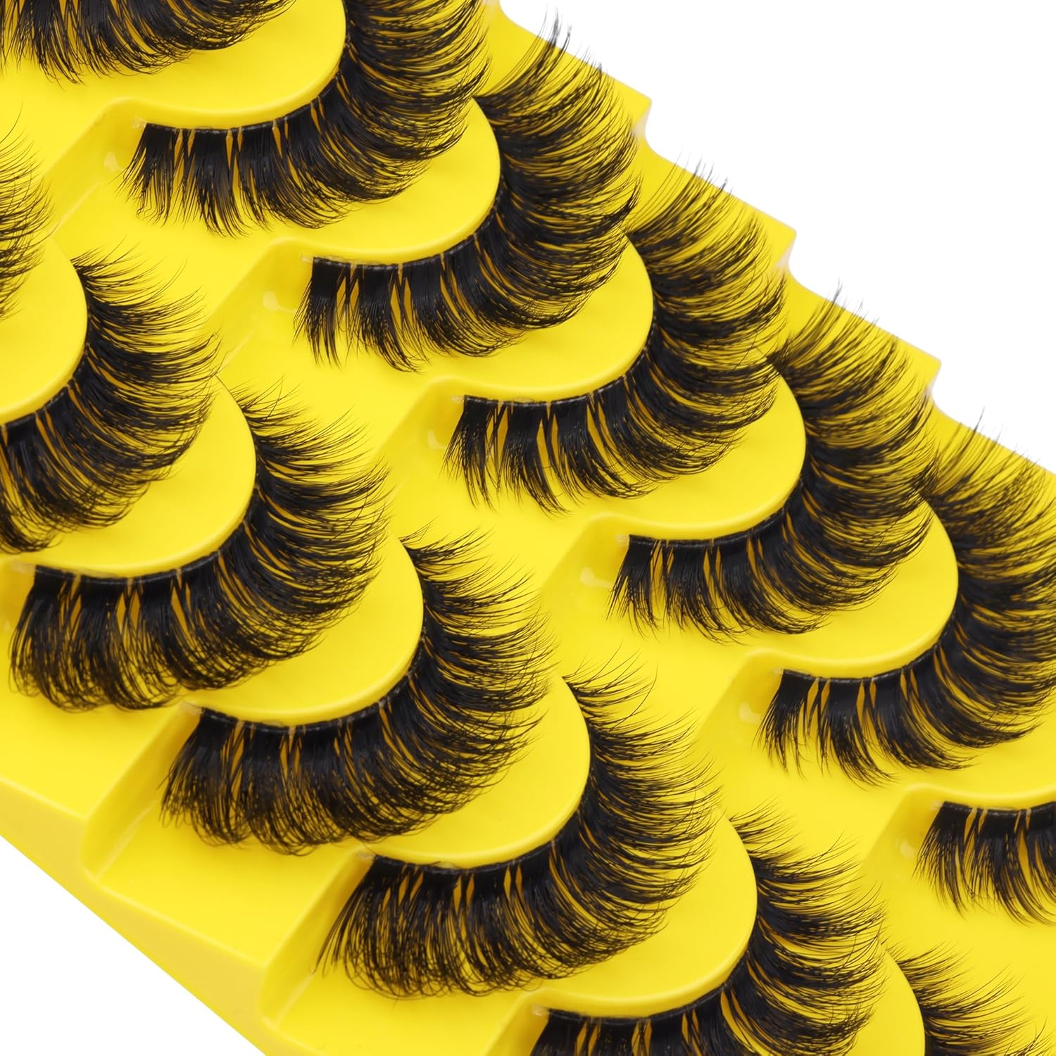 Cat Eye False Eyelashes D Curl Russian Strip Lashes, Fluffy Faux Mink Lashes, 17mm, 8 Pairs