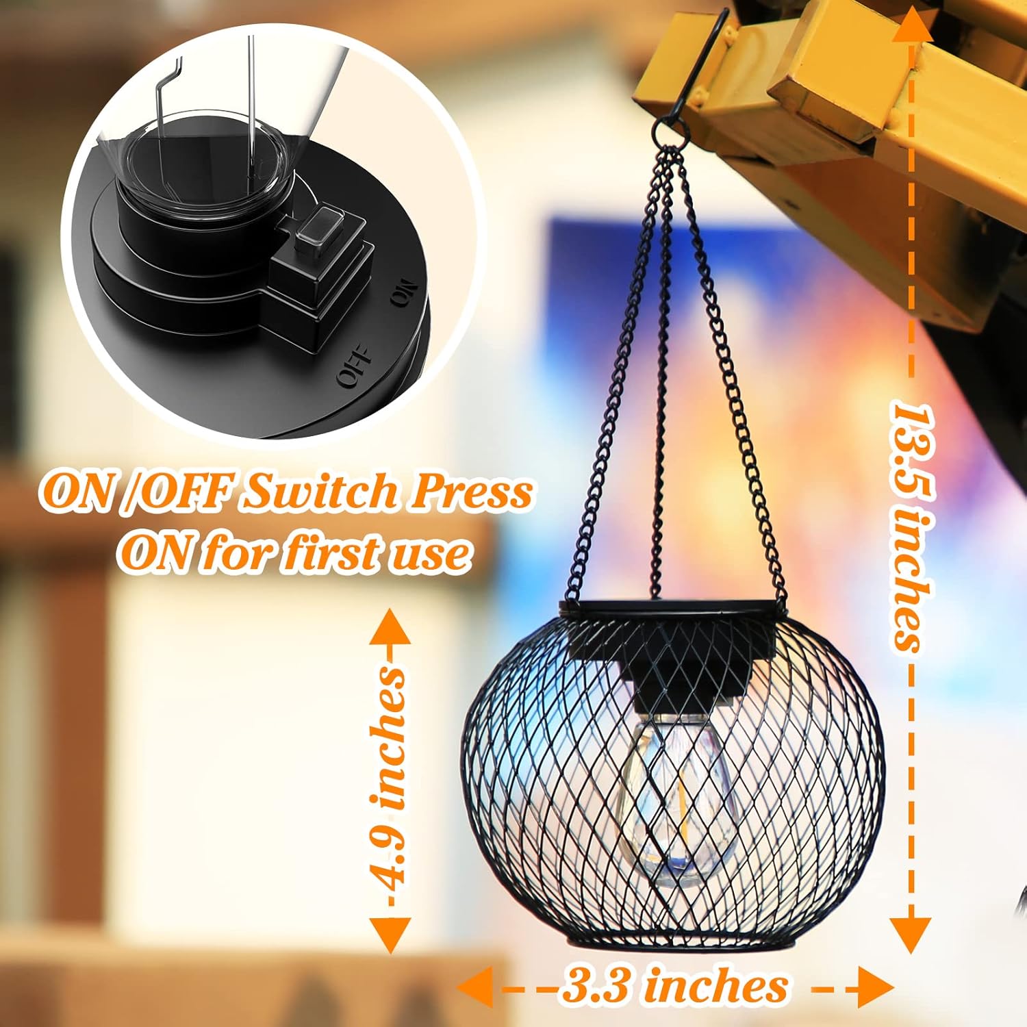 Solar Lantern Outdoor Garden Lights, Warm White Hanging Metal Lanterns, Waterproof, 2-Pack