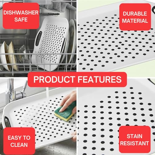 Multi-Purpose Serving Trays 2 Pack – Plastic Tea & Breakfast Trays with Non-Slip Surface