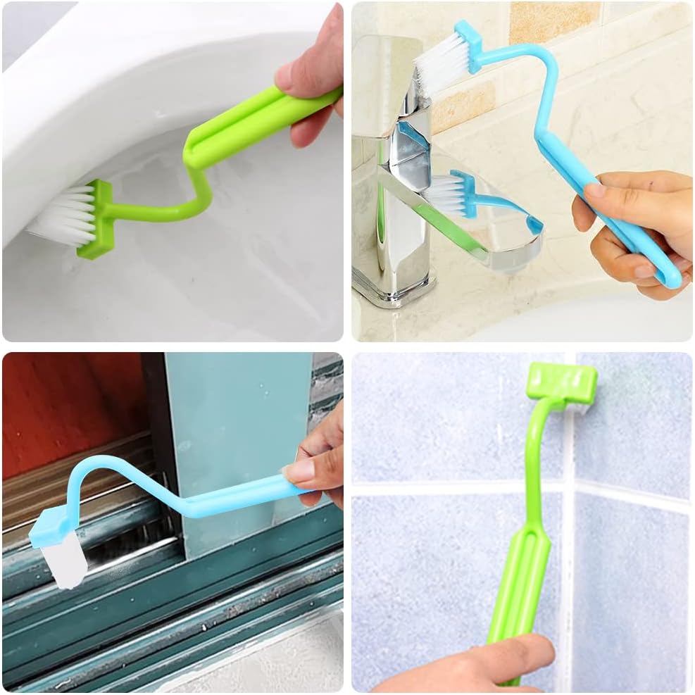 Curved Toilet Rim Cleaning Brush Set, V-Shape Corner & Under-Rim Cleaner, 3-Piece