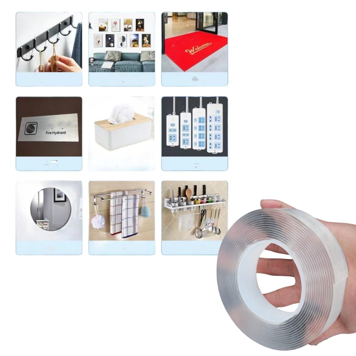 Double Sided Adhesive Tape – Clear Heavy Duty Mounting Tape 4 Pack