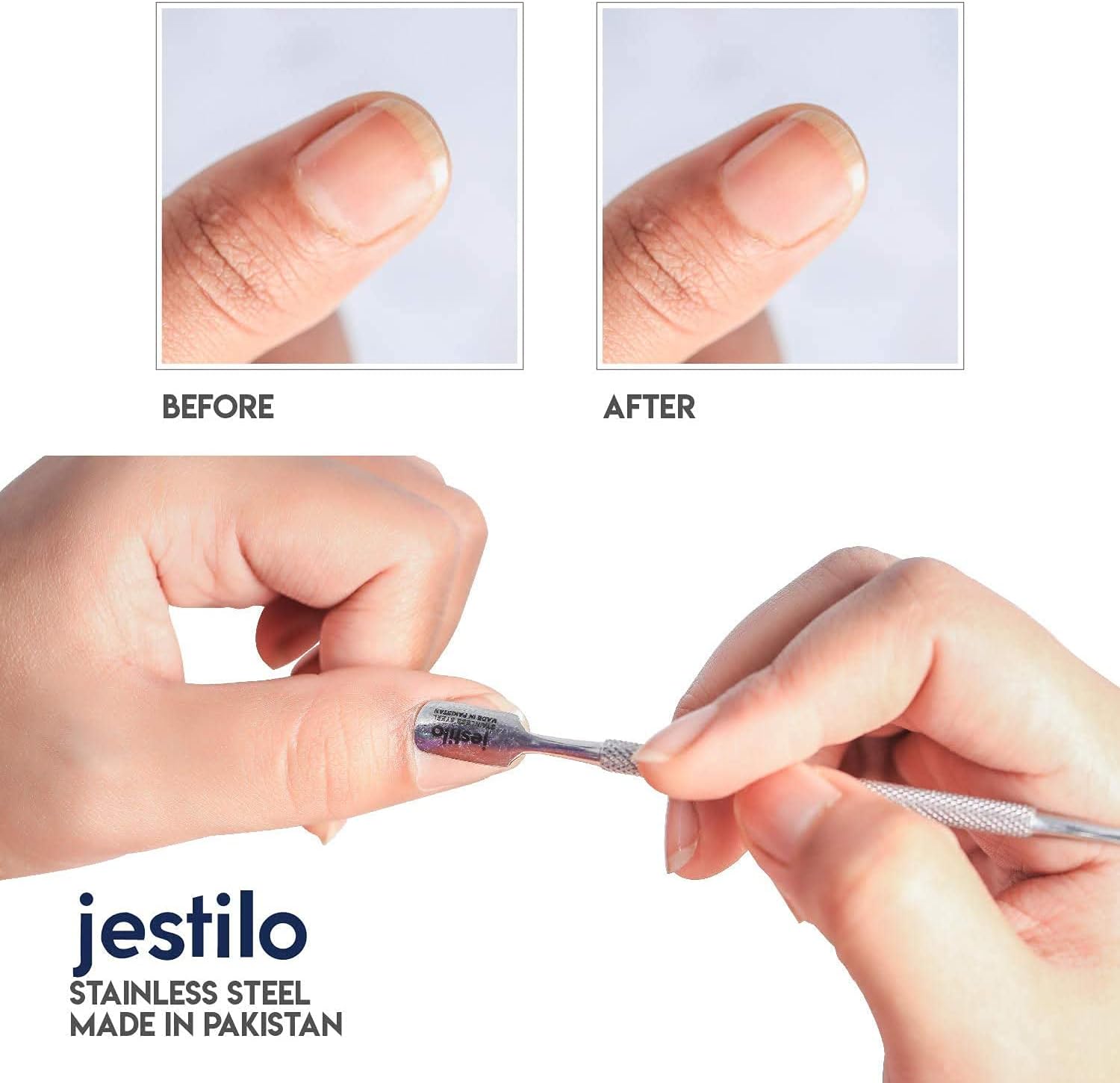Cuticle Pusher & UV Gel Nail Polish Remover Tool Set – Pack of 2 Stainless Steel Nail Art Tools