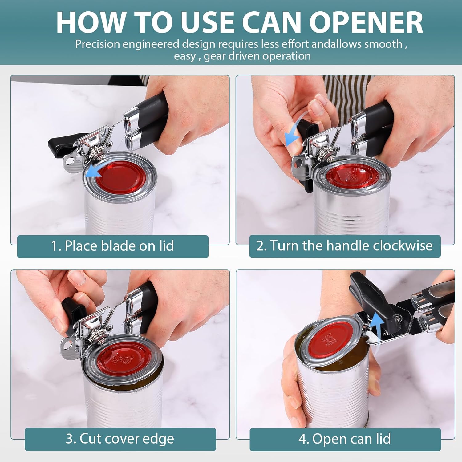 Multifunction Can Opener – Heavy Duty Handheld Tin Opener with Built-In Bottle Opener