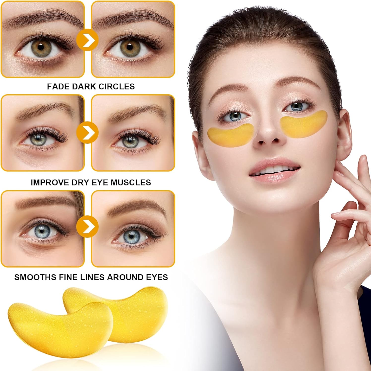 Crystal Collagen 24K Gold Under Eye Gel Pads – Anti-Aging & Hydrating Eye Mask (10 Pairs)