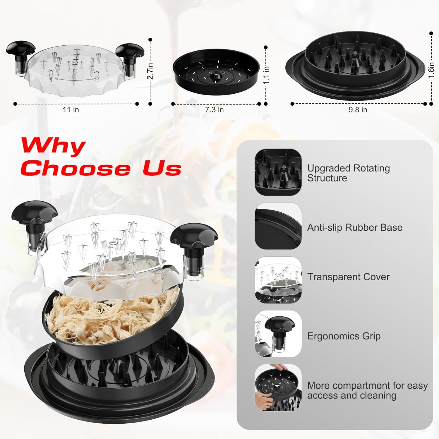 Chicken Breast Shredder Tool, BPA Free & Dishwasher Safe, Quick & Easy Meat Prep