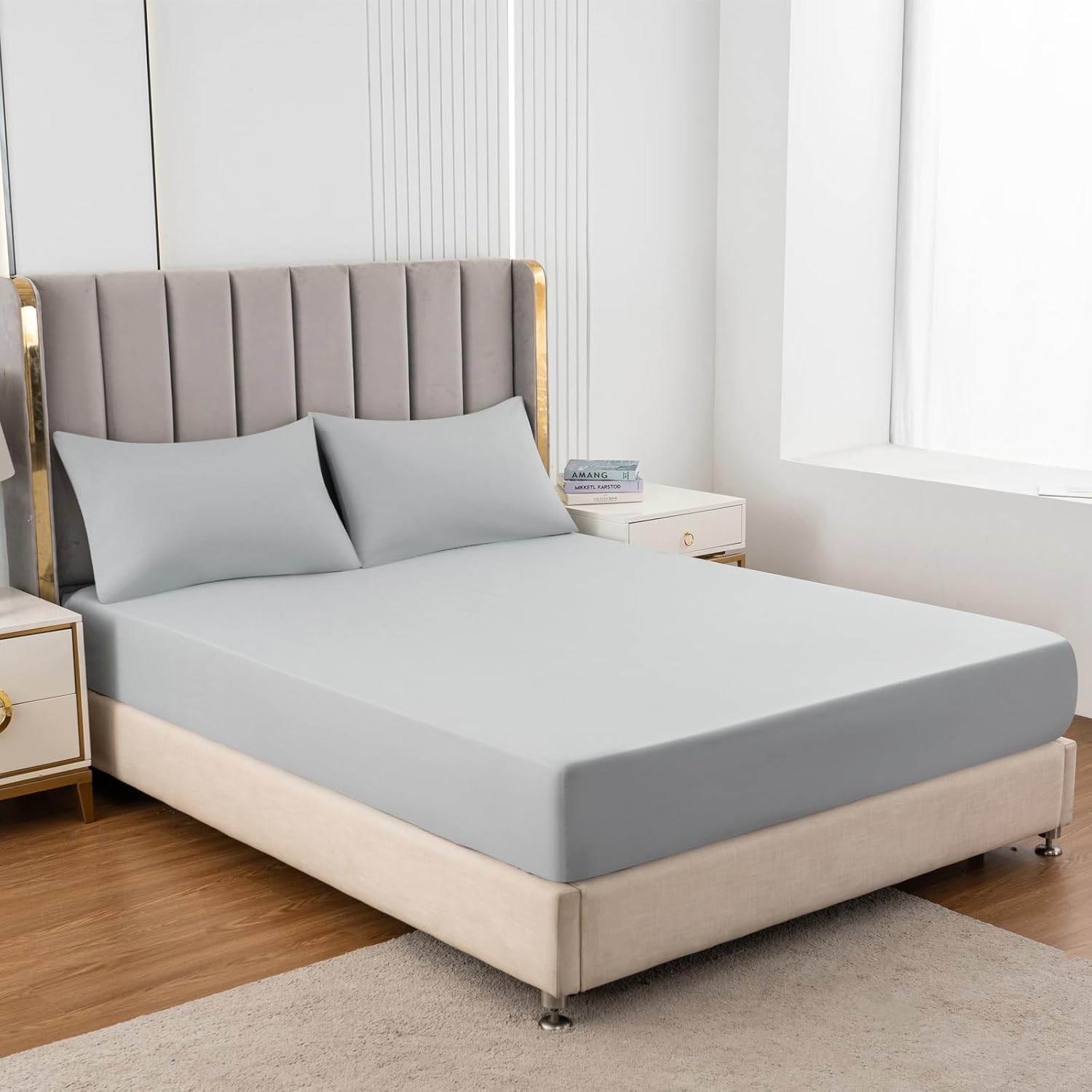Extra Deep Fitted Bed Sheet 40 cm – Double Size, Brushed Microfiber, Soft Breathable