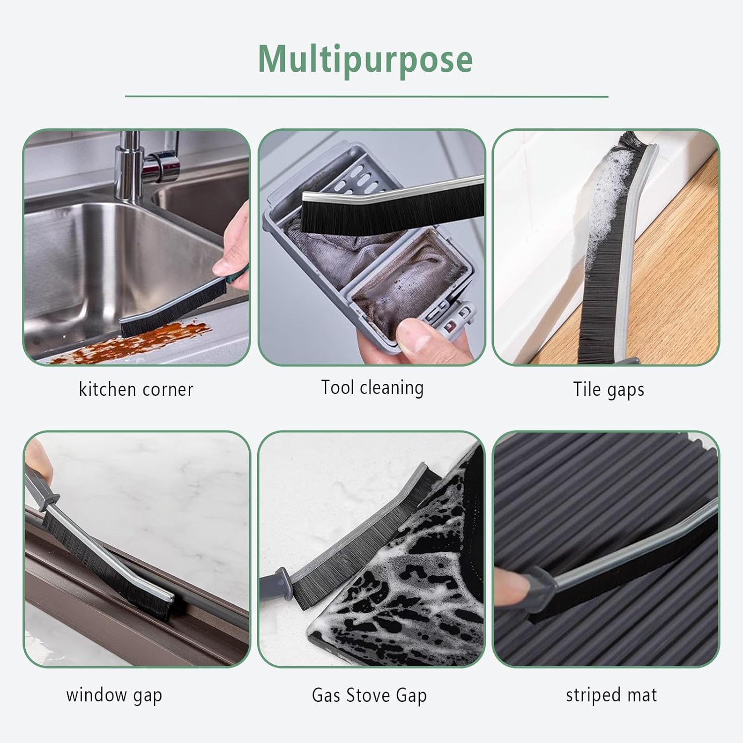 Crevice Cleaning Brush Set, Hard Bristle Narrow Gap Cleaning Tool, 2-Piece