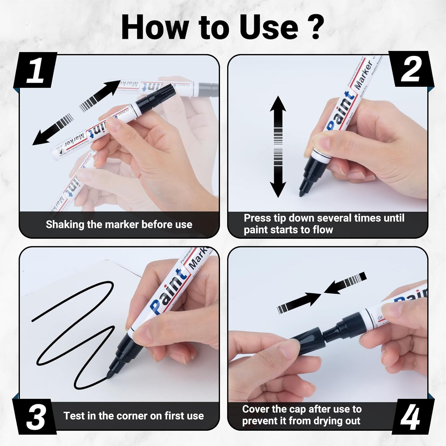 Oil-Based Waterproof Paint Pens – 4 Color Permanent Marker Set (2–2.8mm Medium Tip)
