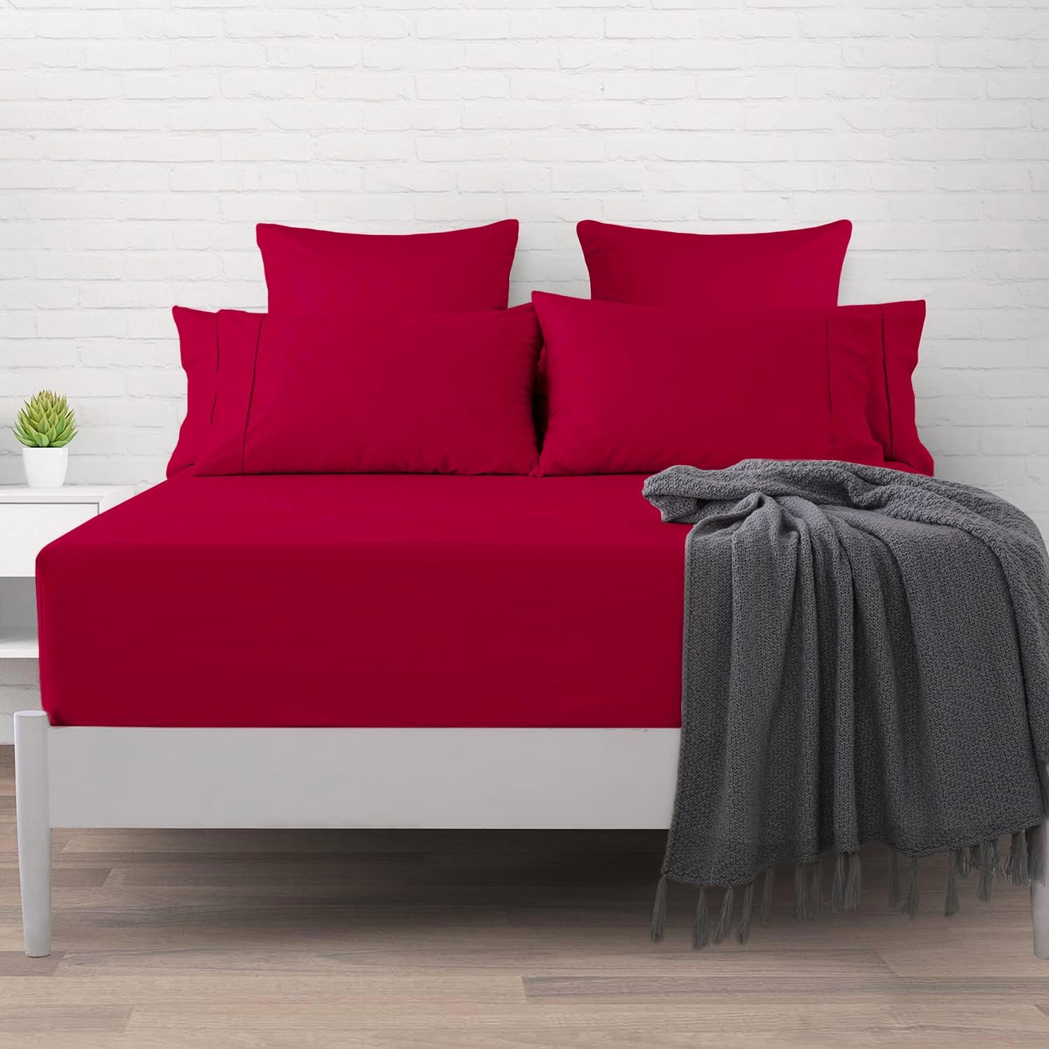 Extra Deep Fitted Bed Sheet 40 cm – Double Size, Brushed Microfiber, Soft Breathable