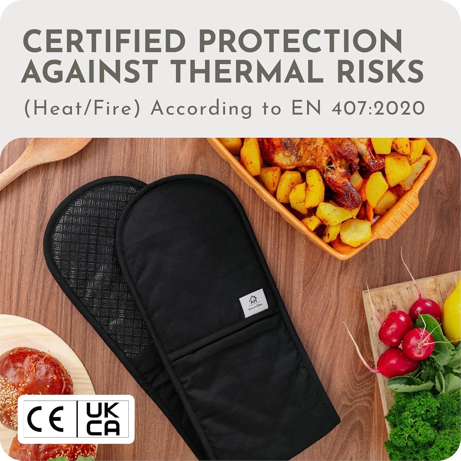 Premium Double Oven Mitts – Thick Silicone Grip Oven Gloves for Kitchen & BBQ Handling