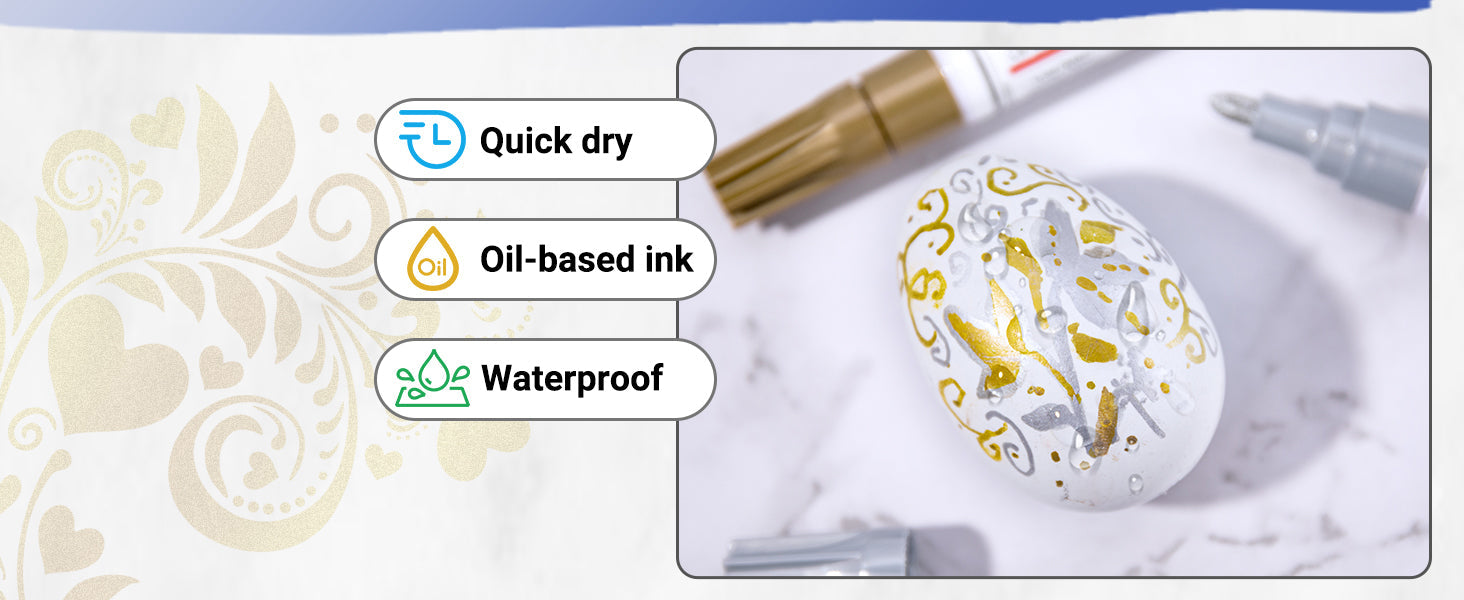 Oil-Based Waterproof Paint Pens Set – 12 Permanent Quick-Dry Paint Markers for Crafts & DIY