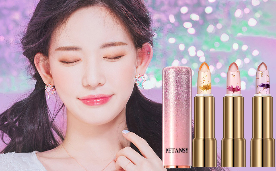 Crystal Jelly Flower Lipstick Set – 3 Pack Temperature-Changing Moisturizing Lip Balm