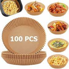Greaseproof Air Fryer Paper Liners – 7.9 Inch Round, Non-Stick & Disposable Bakeware, Heat Safe to 220°C (100 Count)