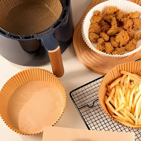 Greaseproof Air Fryer Paper Liners – 7.9 Inch Round, Non-Stick & Disposable Bakeware, Heat Safe to 220°C (100 Count)